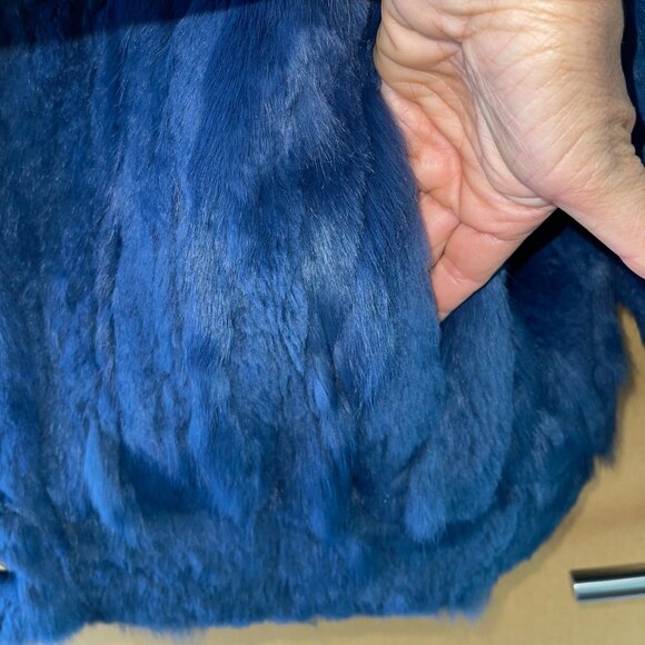 Vintage 1980s Womens Jacket Size XL Blue Bomber Style Rabbit Pockets Casual - Picture 8 of 12